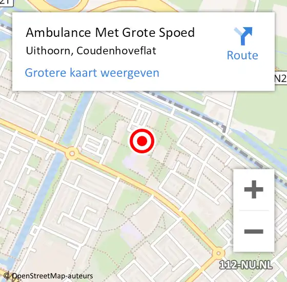 Locatie op kaart van de 112 melding: Ambulance Met Grote Spoed Naar Uithoorn, Coudenhoveflat op 23 december 2023 08:53
