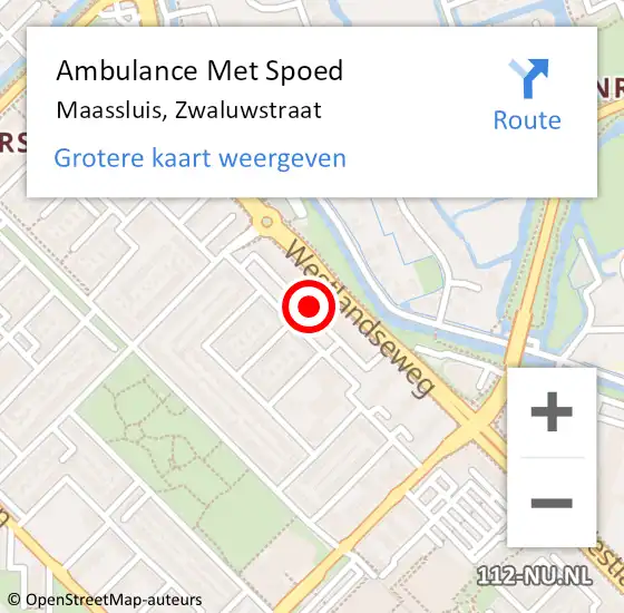 Locatie op kaart van de 112 melding: Ambulance Met Spoed Naar Maassluis, Zwaluwstraat op 23 december 2023 08:54