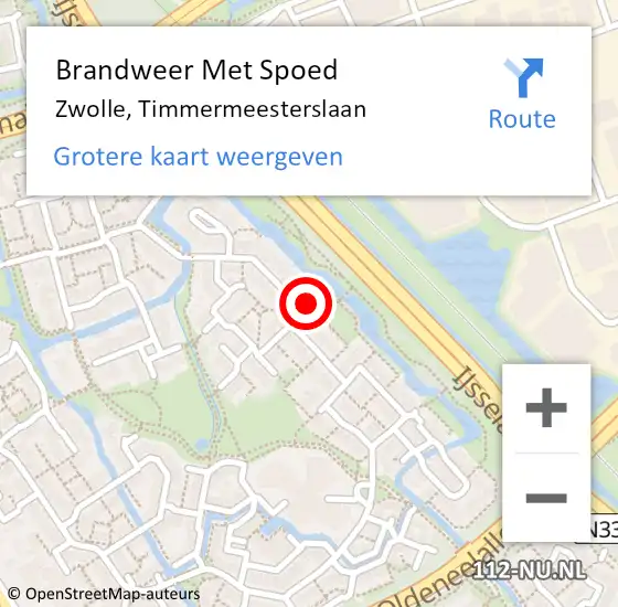 Locatie op kaart van de 112 melding: Brandweer Met Spoed Naar Zwolle, Timmermeesterslaan op 19 september 2014 13:20