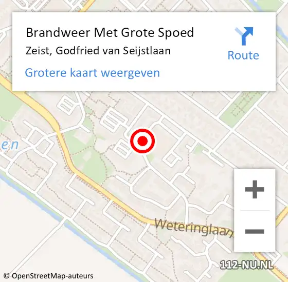Locatie op kaart van de 112 melding: Brandweer Met Grote Spoed Naar Zeist, Godfried van Seijstlaan op 23 december 2023 09:00
