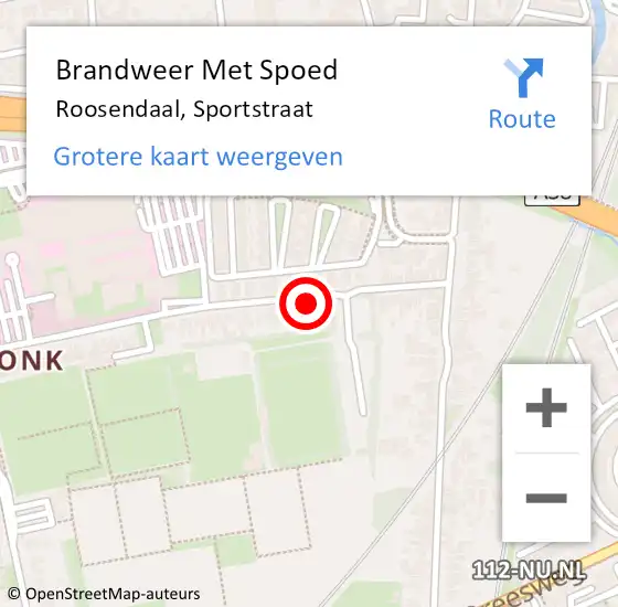 Locatie op kaart van de 112 melding: Brandweer Met Spoed Naar Roosendaal, Sportstraat op 23 december 2023 09:32