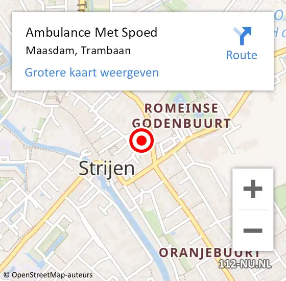Locatie op kaart van de 112 melding: Ambulance Met Spoed Naar Maasdam, Trambaan op 23 december 2023 09:56