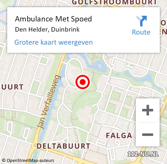 Locatie op kaart van de 112 melding: Ambulance Met Spoed Naar Den Helder, Duinbrink op 23 december 2023 10:01