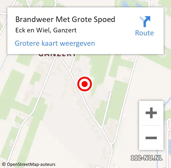 Locatie op kaart van de 112 melding: Brandweer Met Grote Spoed Naar Eck en Wiel, Ganzert op 23 december 2023 10:07