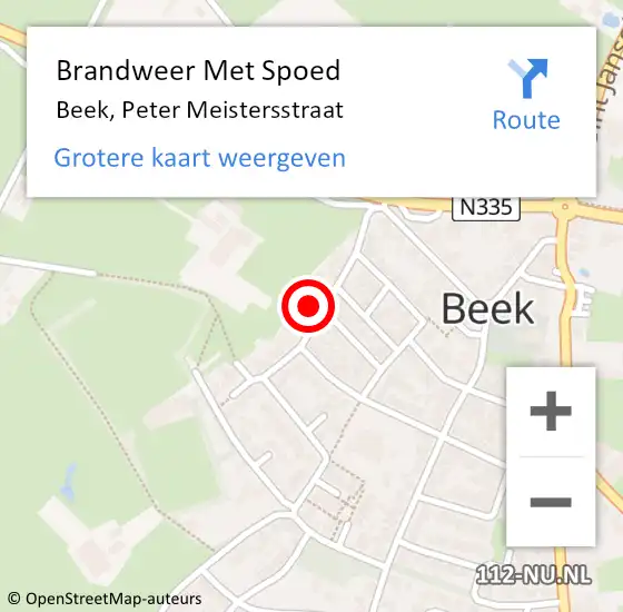 Locatie op kaart van de 112 melding: Brandweer Met Spoed Naar Beek, Peter Meistersstraat op 23 december 2023 10:41