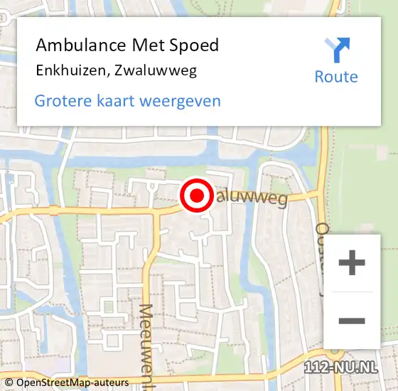 Locatie op kaart van de 112 melding: Ambulance Met Spoed Naar Enkhuizen, Zwaluwweg op 23 december 2023 11:15