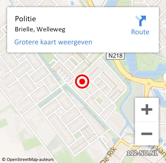 Locatie op kaart van de 112 melding: Politie Brielle, Welleweg op 23 december 2023 11:27