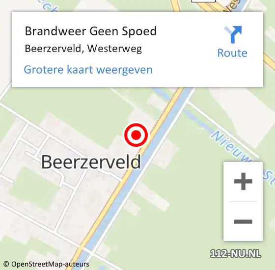 Locatie op kaart van de 112 melding: Brandweer Geen Spoed Naar Beerzerveld, Westerweg op 23 december 2023 11:33