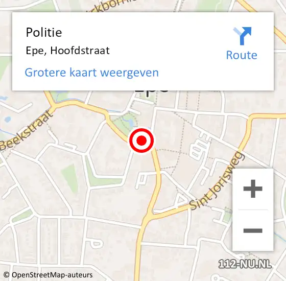 Locatie op kaart van de 112 melding: Politie Epe, Hoofdstraat op 23 december 2023 12:04