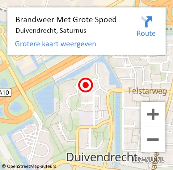 Locatie op kaart van de 112 melding: Brandweer Met Grote Spoed Naar Duivendrecht, Saturnus op 23 december 2023 12:08