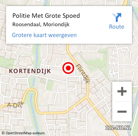 Locatie op kaart van de 112 melding: Politie Met Grote Spoed Naar Roosendaal, Moriondijk op 23 december 2023 12:23