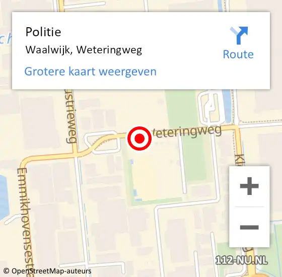 Locatie op kaart van de 112 melding: Politie Waalwijk, Weteringweg op 23 december 2023 12:45