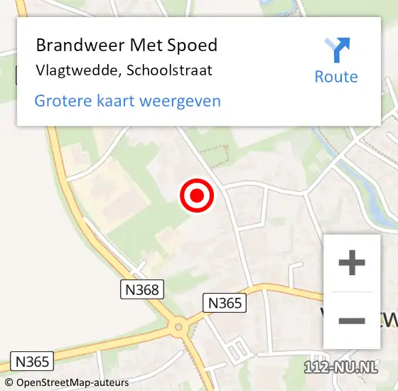 Locatie op kaart van de 112 melding: Brandweer Met Spoed Naar Vlagtwedde, Schoolstraat op 23 december 2023 12:50