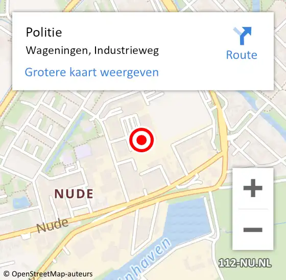 Locatie op kaart van de 112 melding: Politie Wageningen, Industrieweg op 23 december 2023 12:52