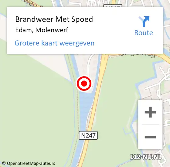 Locatie op kaart van de 112 melding: Brandweer Met Spoed Naar Edam, Molenwerf op 23 december 2023 12:53