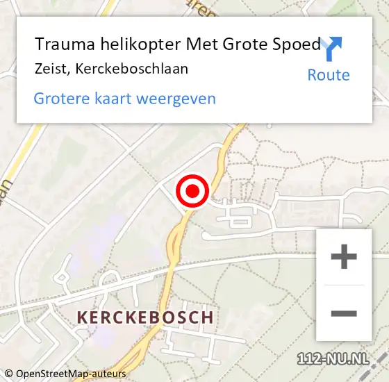 Locatie op kaart van de 112 melding: Trauma helikopter Met Grote Spoed Naar Zeist, Kerckeboschlaan op 23 december 2023 13:11