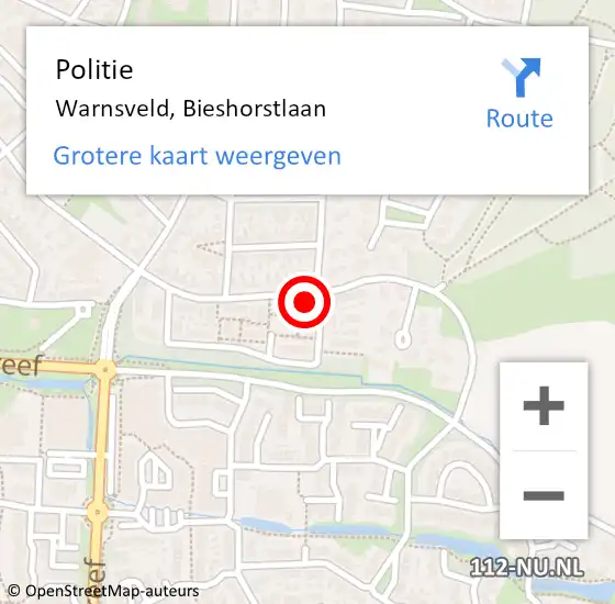 Locatie op kaart van de 112 melding: Politie Warnsveld, Bieshorstlaan op 23 december 2023 13:36