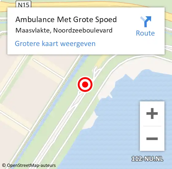 Locatie op kaart van de 112 melding: Ambulance Met Grote Spoed Naar Maasvlakte, Noordzeeboulevard op 23 december 2023 13:51
