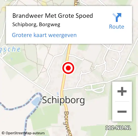 Locatie op kaart van de 112 melding: Brandweer Met Grote Spoed Naar Schipborg, Borgweg op 15 oktober 2013 03:23