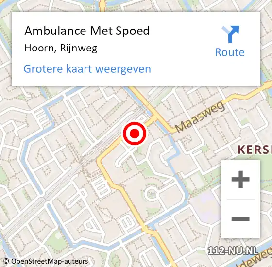 Locatie op kaart van de 112 melding: Ambulance Met Spoed Naar Hoorn, Rijnweg op 23 december 2023 13:59