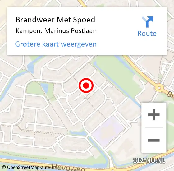 Locatie op kaart van de 112 melding: Brandweer Met Spoed Naar Kampen, Marinus Postlaan op 23 december 2023 14:02