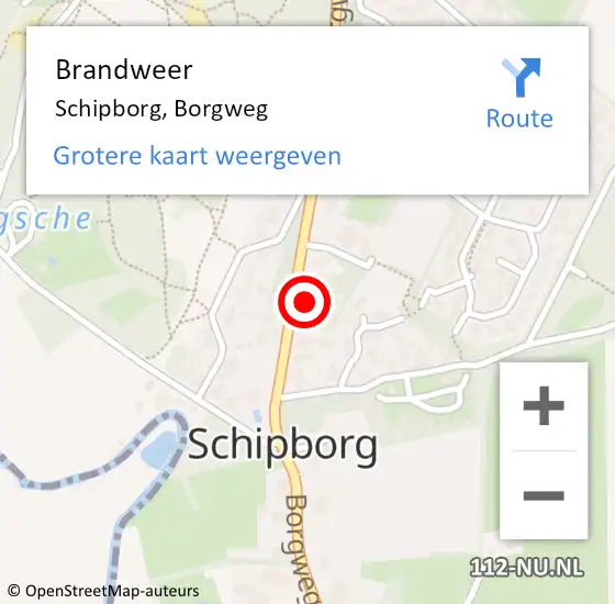 Locatie op kaart van de 112 melding: Brandweer Schipborg, Borgweg op 15 oktober 2013 03:24