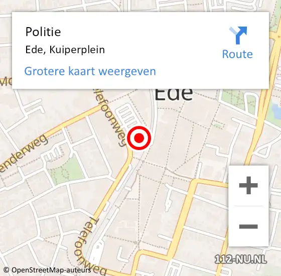 Locatie op kaart van de 112 melding: Politie Ede, Kuiperplein op 23 december 2023 14:22