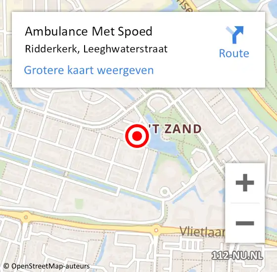 Locatie op kaart van de 112 melding: Ambulance Met Spoed Naar Ridderkerk, Leeghwaterstraat op 23 december 2023 14:24