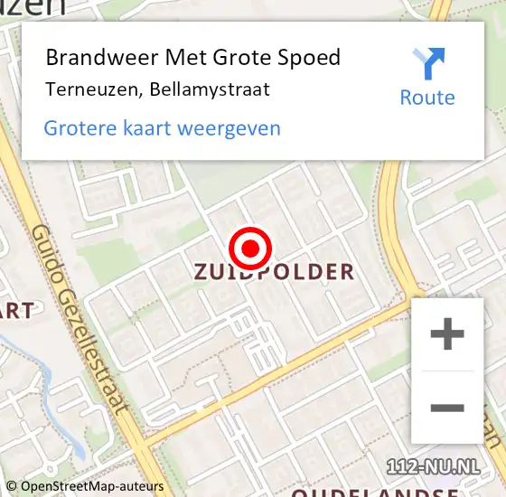 Locatie op kaart van de 112 melding: Brandweer Met Grote Spoed Naar Terneuzen, Bellamystraat op 23 december 2023 14:32