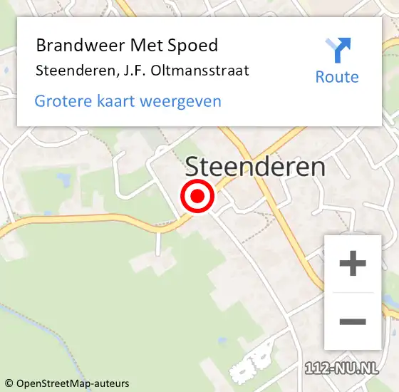 Locatie op kaart van de 112 melding: Brandweer Met Spoed Naar Steenderen, J.F. Oltmansstraat op 23 december 2023 14:43