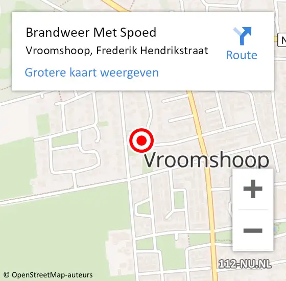 Locatie op kaart van de 112 melding: Brandweer Met Spoed Naar Vroomshoop, Frederik Hendrikstraat op 23 december 2023 15:02