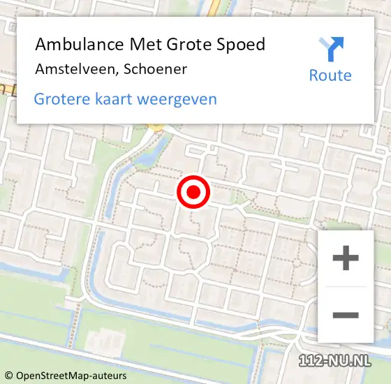 Locatie op kaart van de 112 melding: Ambulance Met Grote Spoed Naar Amstelveen, Schoener op 23 december 2023 15:28