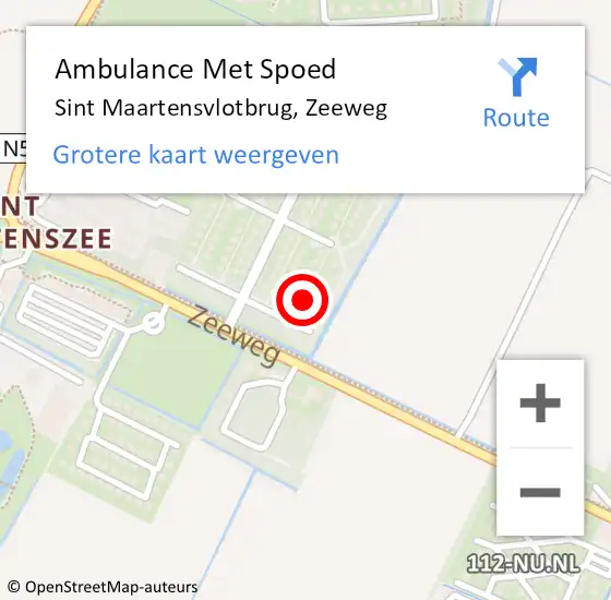 Locatie op kaart van de 112 melding: Ambulance Met Spoed Naar Sint Maartensvlotbrug, Zeeweg op 23 december 2023 15:28