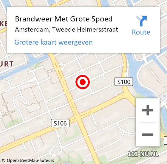 Locatie op kaart van de 112 melding: Brandweer Met Grote Spoed Naar Amsterdam, Tweede Helmersstraat op 23 december 2023 15:50