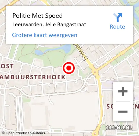 Locatie op kaart van de 112 melding: Politie Met Spoed Naar Leeuwarden, Jelle Bangastraat op 23 december 2023 15:52