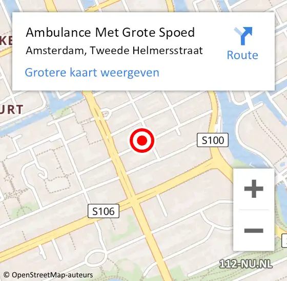 Locatie op kaart van de 112 melding: Ambulance Met Grote Spoed Naar Amsterdam, Tweede Helmersstraat op 23 december 2023 15:53