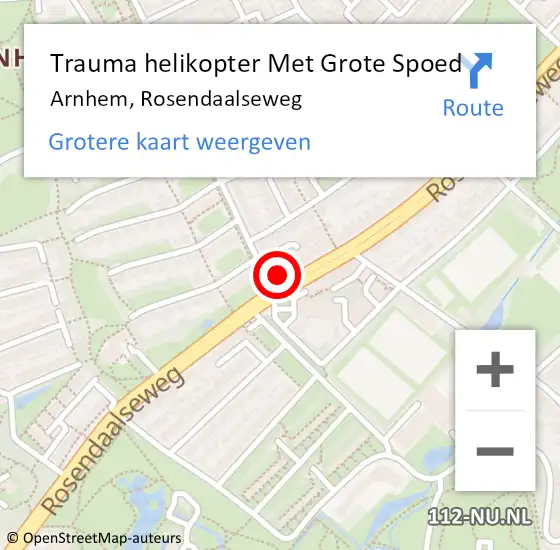 Locatie op kaart van de 112 melding: Trauma helikopter Met Grote Spoed Naar Arnhem, Rosendaalseweg op 23 december 2023 15:53