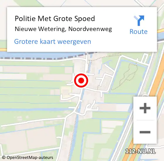 Locatie op kaart van de 112 melding: Politie Met Grote Spoed Naar Nieuwe Wetering, Noordveenweg op 23 december 2023 16:40