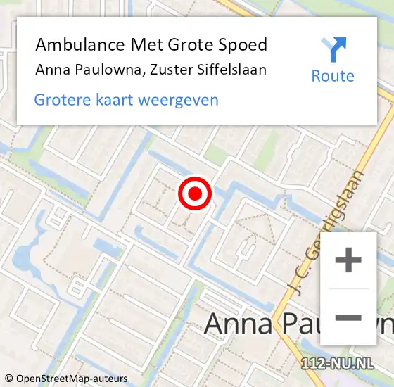 Locatie op kaart van de 112 melding: Ambulance Met Grote Spoed Naar Anna Paulowna, Zuster Siffelslaan op 23 december 2023 16:47