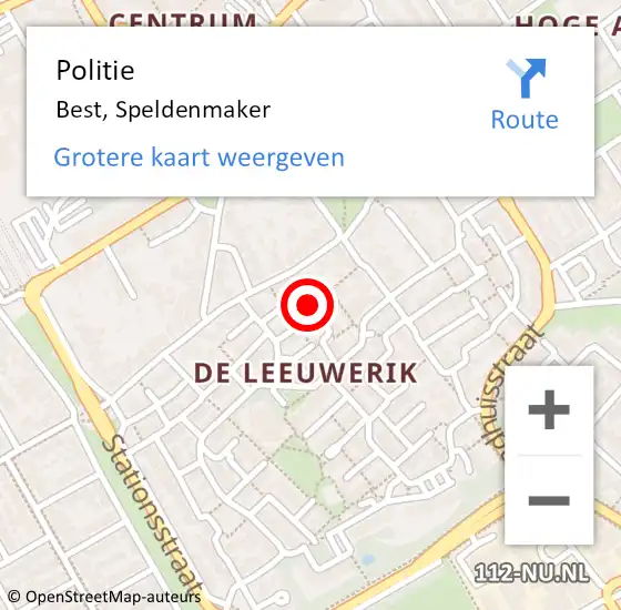 Locatie op kaart van de 112 melding: Politie Best, Speldenmaker op 23 december 2023 17:13