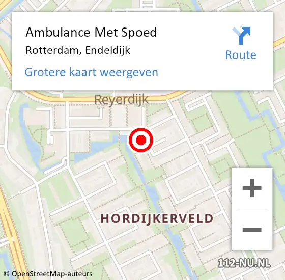 Locatie op kaart van de 112 melding: Ambulance Met Spoed Naar Rotterdam, Endeldijk op 23 december 2023 17:17