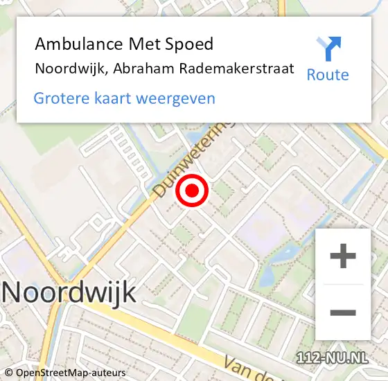 Locatie op kaart van de 112 melding: Ambulance Met Spoed Naar Noordwijk, Abraham Rademakerstraat op 23 december 2023 17:42