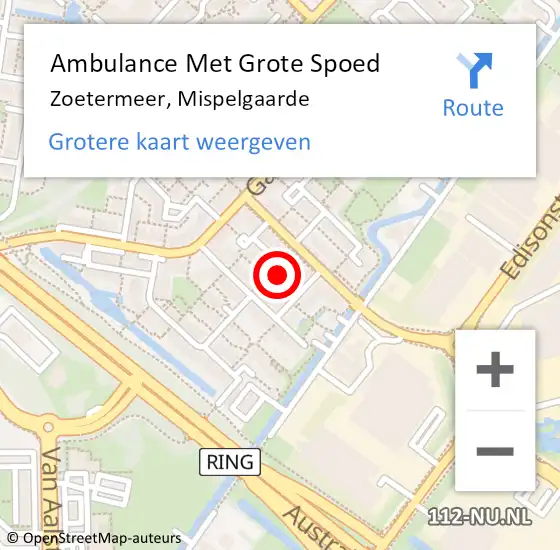 Locatie op kaart van de 112 melding: Ambulance Met Grote Spoed Naar Zoetermeer, Mispelgaarde op 23 december 2023 18:08