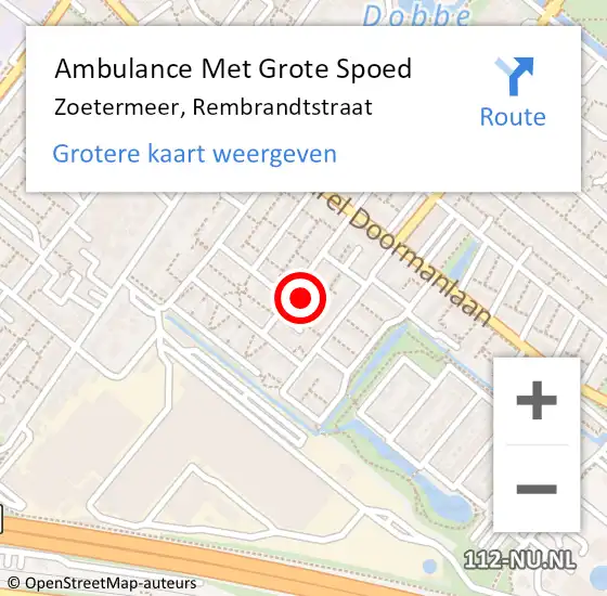 Locatie op kaart van de 112 melding: Ambulance Met Grote Spoed Naar Zoetermeer, Rembrandtstraat op 23 december 2023 18:30