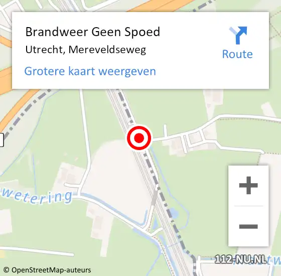 Locatie op kaart van de 112 melding: Brandweer Geen Spoed Naar Utrecht, Mereveldseweg op 23 december 2023 18:45