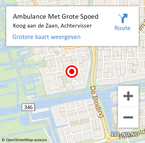 Locatie op kaart van de 112 melding: Ambulance Met Grote Spoed Naar Koog aan de Zaan, Achtervisser op 23 december 2023 19:01