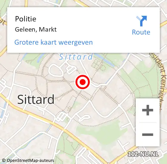 Locatie op kaart van de 112 melding: Politie Geleen, Markt op 23 december 2023 19:13