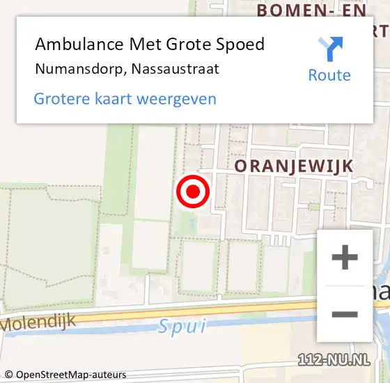 Locatie op kaart van de 112 melding: Ambulance Met Grote Spoed Naar Numansdorp, Nassaustraat op 23 december 2023 19:22