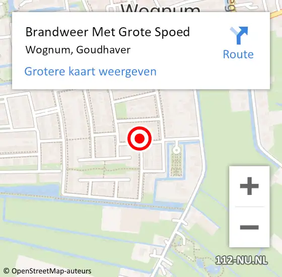 Locatie op kaart van de 112 melding: Brandweer Met Grote Spoed Naar Wognum, Goudhaver op 23 december 2023 19:42