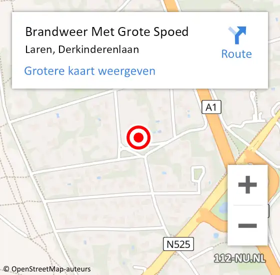 Locatie op kaart van de 112 melding: Brandweer Met Grote Spoed Naar Laren, Derkinderenlaan op 23 december 2023 20:32